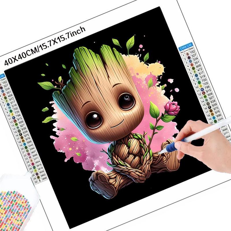 Disney Groot Pattern DIY Diamond Arts Colorful Painting Kit without Frame, DIY 5D Diamond Arts Colorful Painting Kit, Wall Art Decor for Home Bedroom