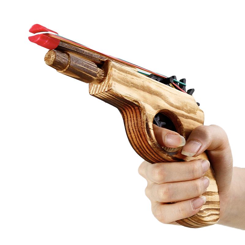 Wooden Rubber Band Gun Kids Toy with 100 Rubber Bands 9