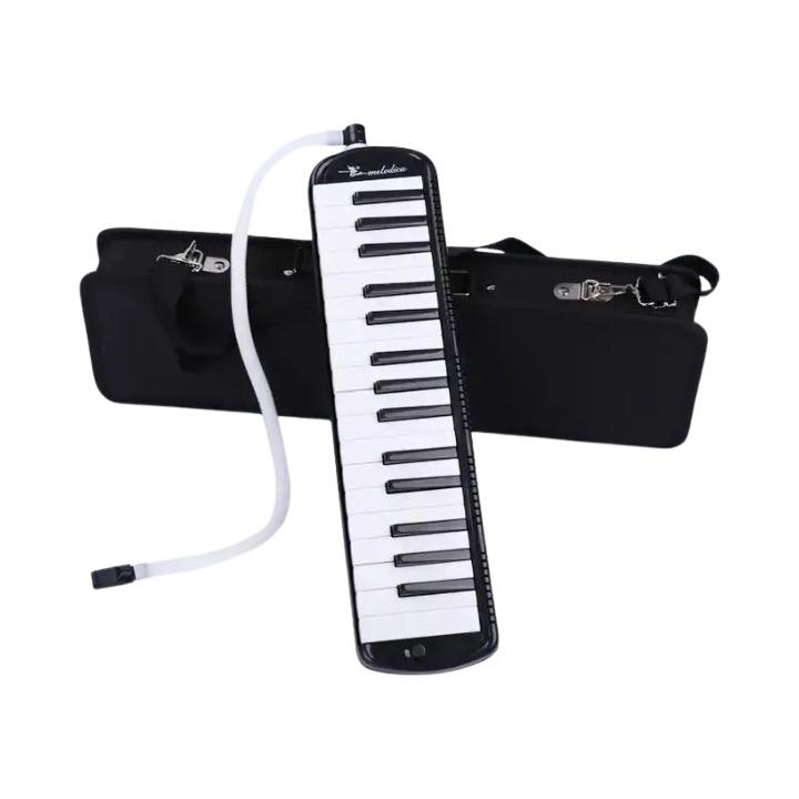 Black Plastic Melodica Reed Keyboard 32 keys w  Soft Case