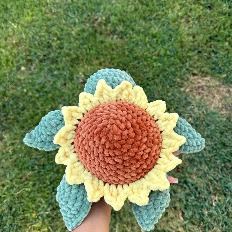 Crochet sunflower turtle plushie