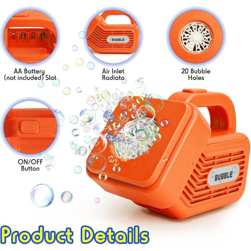 ren's Bubble Machine, Portable Automatic Bubble Machine, Durable 20000+ Bubble Machine, Suitable for Indoor and Outdoor, Suitable for Parties, Christmas, Orange