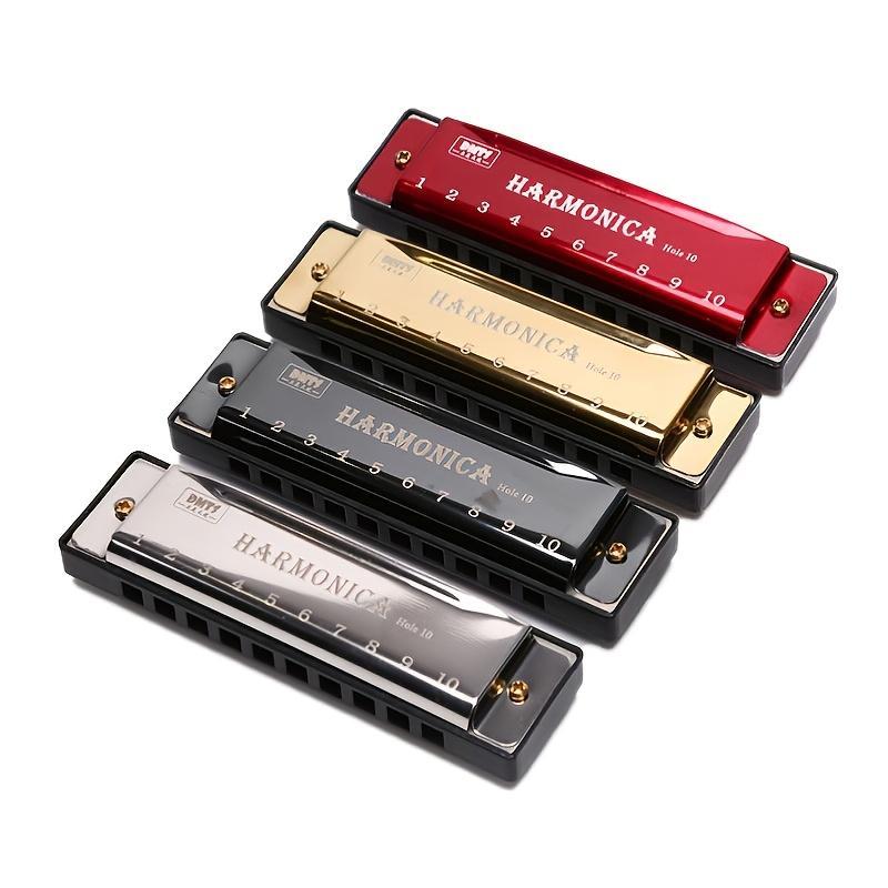 10 Hole Chromatic Harmonica, 1 Count C Key Harmonica with Case, Musical Instrument for Beginner, Gift for Friends, Christmas Gift