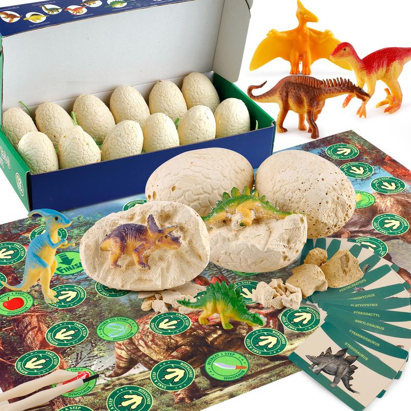 Fossil Dinosaur Eggs Excavation Kit for Kids 5-7 - STEM Science Toys,12 fossil dig eggs Easter and Birthday Gifts for Boys Ages 4-8 Educational Toys for Girls