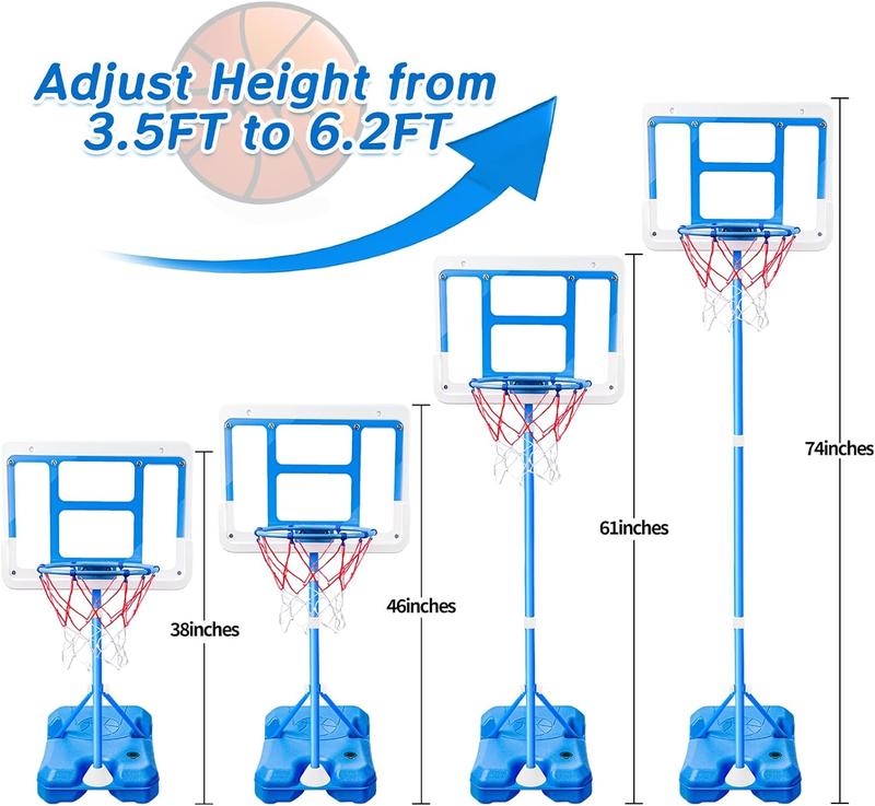 Kids Toy Gift for 3 4 5 6 7 8 Years Old, Kids Basketball Hoop Adjustable Height 3.5FT-6.2FT, Mini Basketball Hoop for Boys Girls, Basketball Goal Toys Outdoor Indoor Game Gifts(Blue)