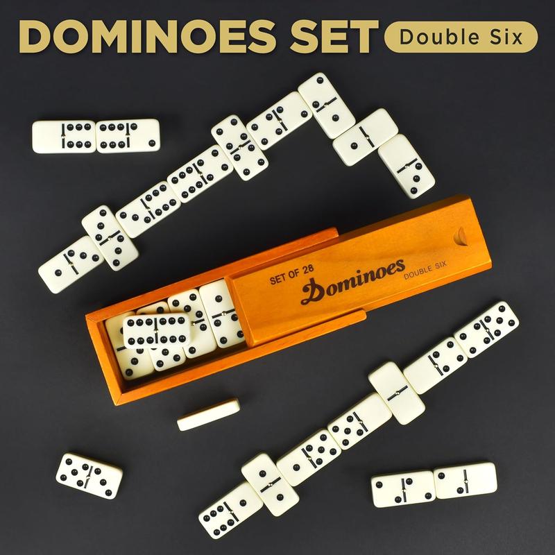 Queensell Dominos Set for Adults - Classic Board Games, Double 6 Dominoes Family Games for Kids and Adults - Christmas Gift - Secret Santa