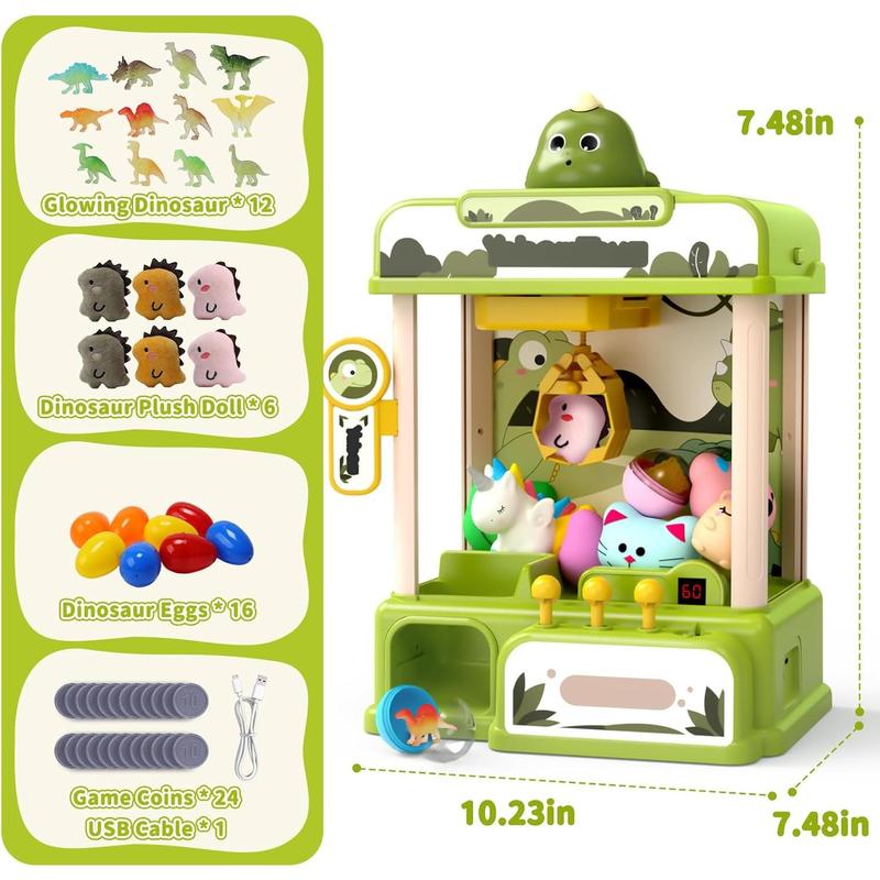 Dinosaur Claw Machines for Kids,Electronic Arcade Game Vending Machine Toys with 34 Dinosaur Toys & Sound,Candy Dispenser Machine, Thanksgiving Birthday Gifts for Girls Boys