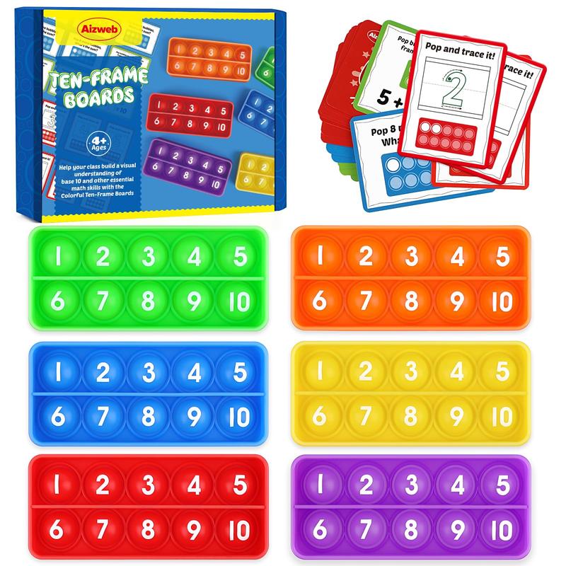 Aizweb Ten-Frame Math Manipulative for Elementary,Counting Number Math Games, Montessori Educational Toy for  Classroom Homeschool Supplies