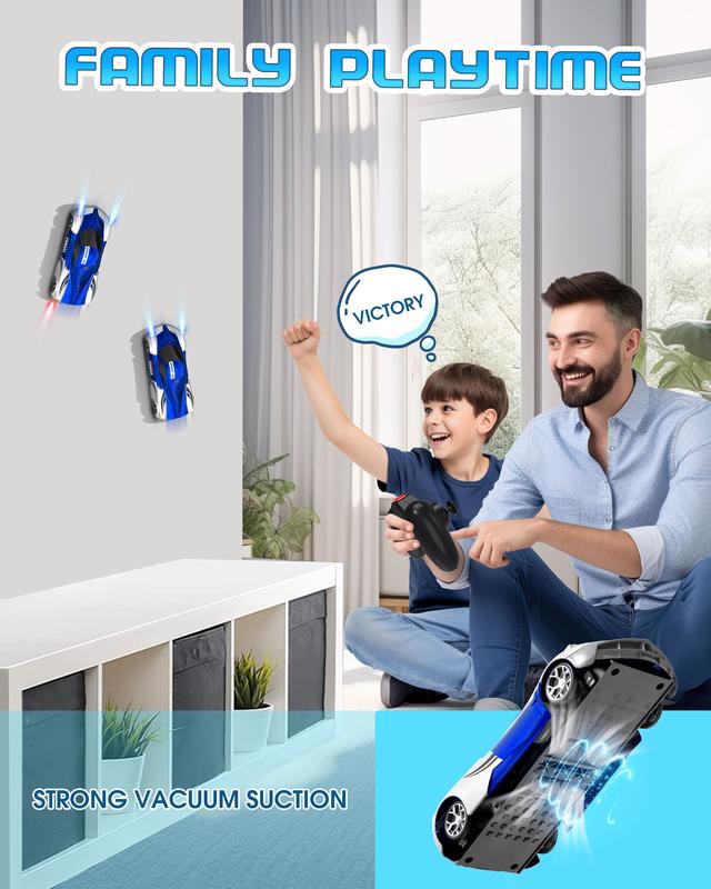 Wall Climbing Car，Electric Remote Toy Racing, with LED Lights High-Speed Hobby Toy Vehicle, RC Car Gifts for Age 3 4 5 6 7 8 9 Year Boys Girls(Blue）