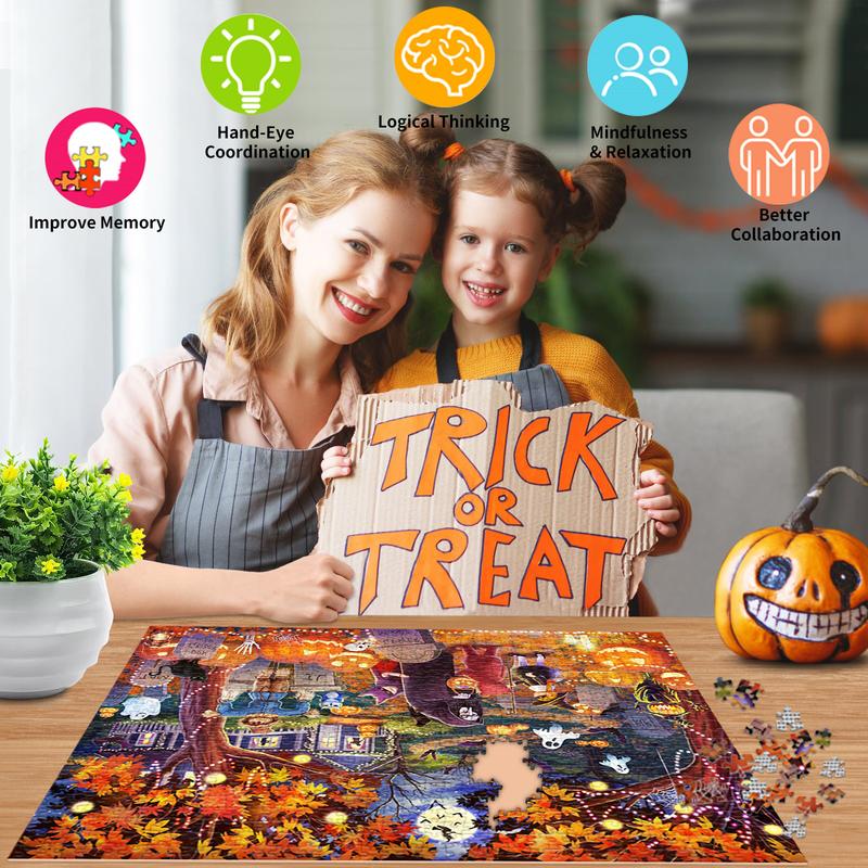 HUADADA 1000 puzzles for adults, advent calendar puzzle，Halloween elves, home décor for holiday gifts, family games, grandparents brainstorming