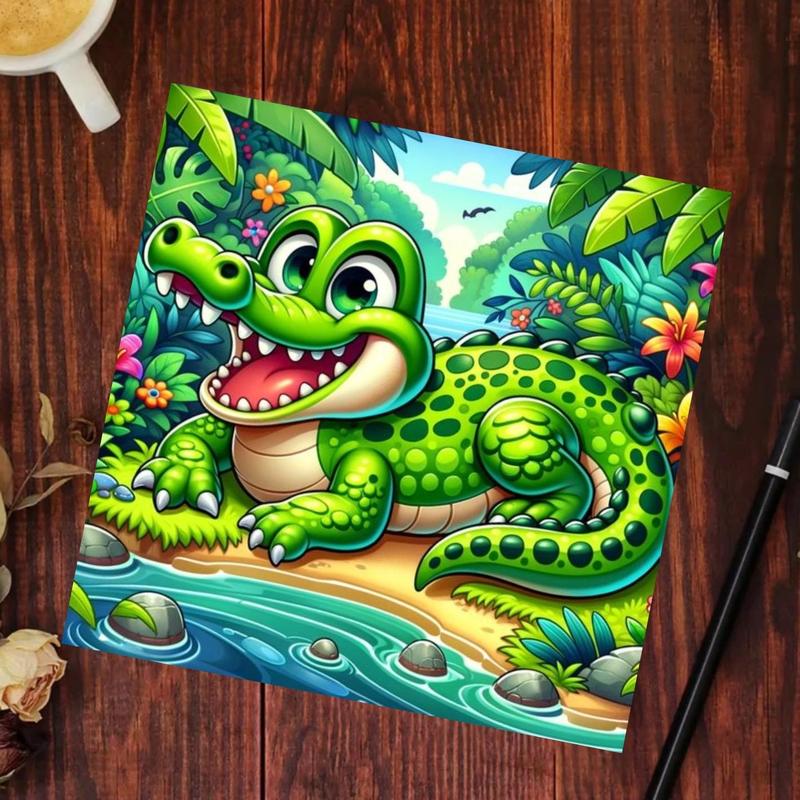 DIY Artificial Rhinestones Arts Painting Kit Without Frame, Crocodile Pattern DIY Painting, Handmade Craft Wall Art Decoration