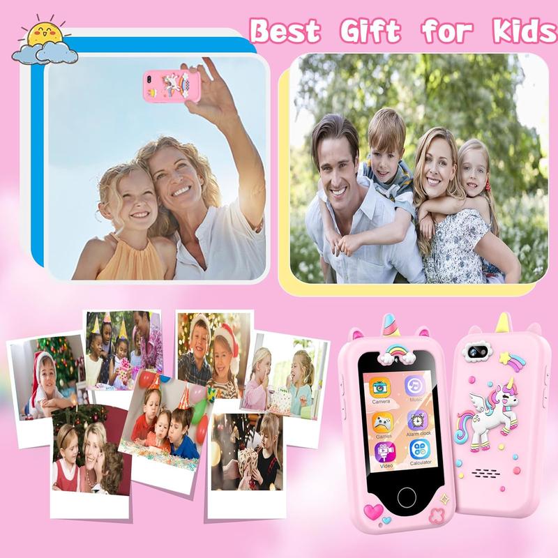 Kids Smart Phone for Girls, Christmas Birthday Gifts for Girls Age 3-10,Kids Toys Cell Phone, Toddler Learning Play Toy Phone with Dual Camera, Game, Music Player