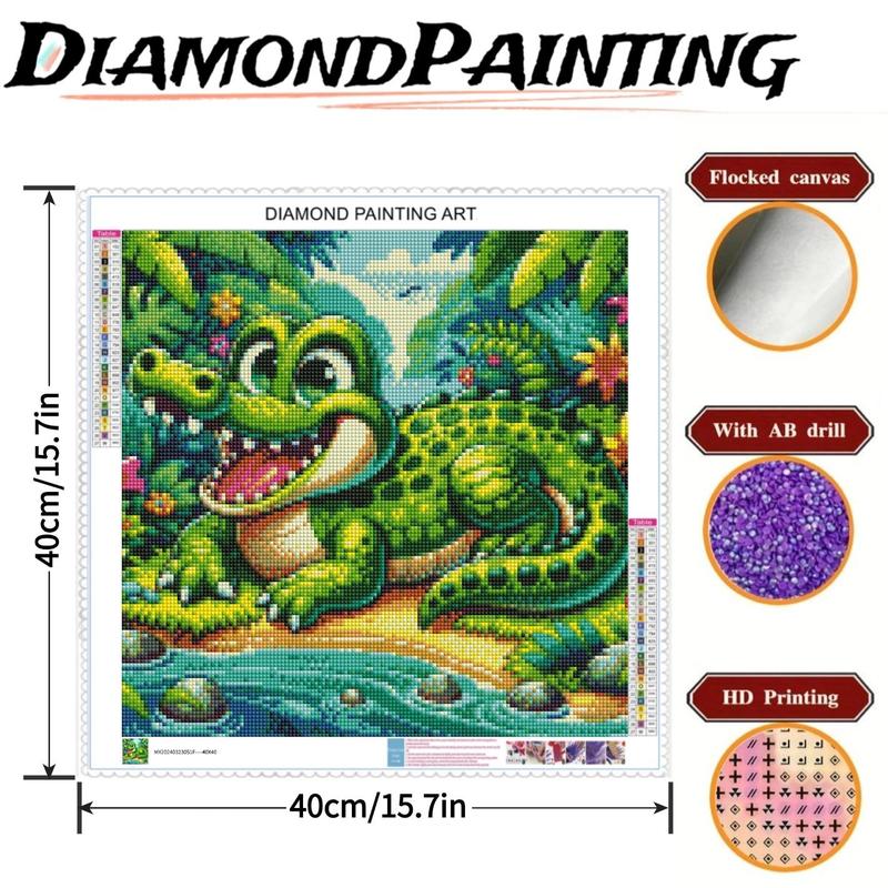 DIY Artificial Rhinestones Arts Painting Kit Without Frame, Crocodile Pattern DIY Painting, Handmade Craft Wall Art Decoration