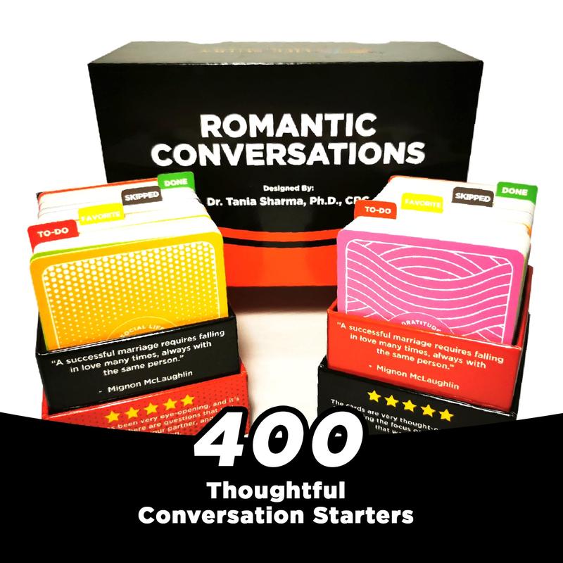 Romantic Conversation Game for Couples - 400 Conversation Starters and Activities cards