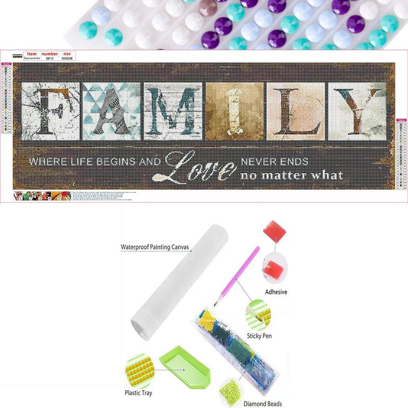 Letter Pattern DIY Diamond Arts Colorful Painting Kit, DIY Painting Kit, Wall Art Decor for Home Living Room Bedroom, Christmas Gift