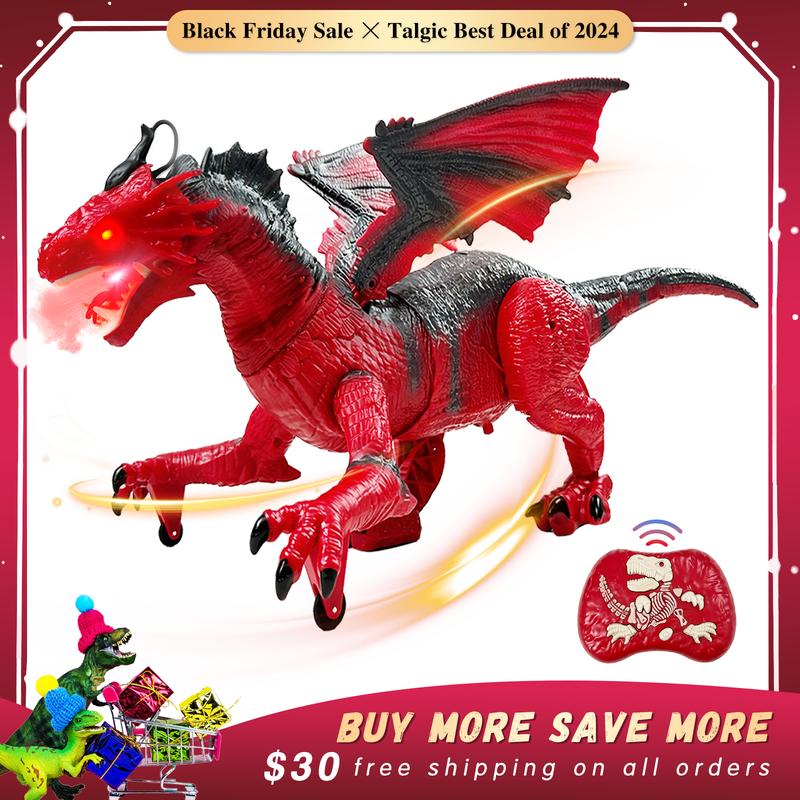 RC Toy Dinosaur, Ice Dragon, and Fire Dragon, featuring swift movement and mist breath. perfect holiday gift for kids