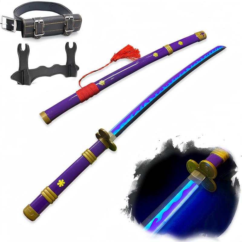 2.0 Upgraded Light Up One Piece Purple Enma Sword - 40 inches Plastic Anime cosplay prop with Belt & Stand