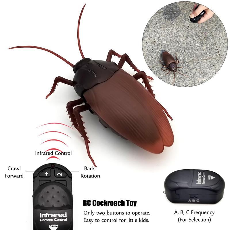 Cockroach Remote Control mischievous Animal Toys Electronic Realistic Fake Big Insect Bug Glowing Eyes Kids Gift mischievous fun for Halloween Christmas