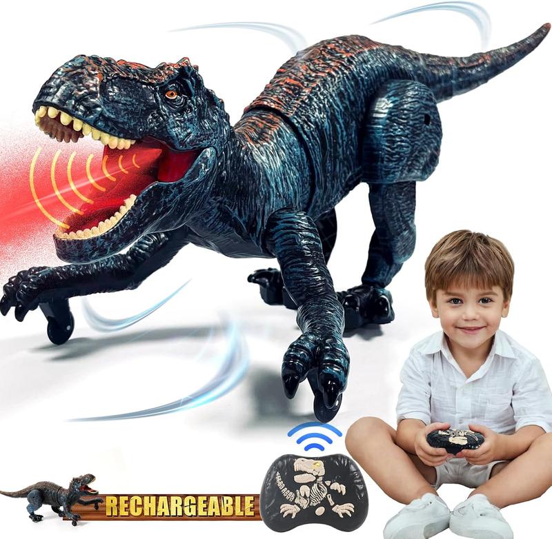 Remote Control Dinosaur Toys for Kids 3-5 4-7 8-12 Year Old, Electronic RC Robot Dinosaur with Spray & Light & Roar, Realistic Walking T-Rex Toys Birthday Gifts for Boys Girls