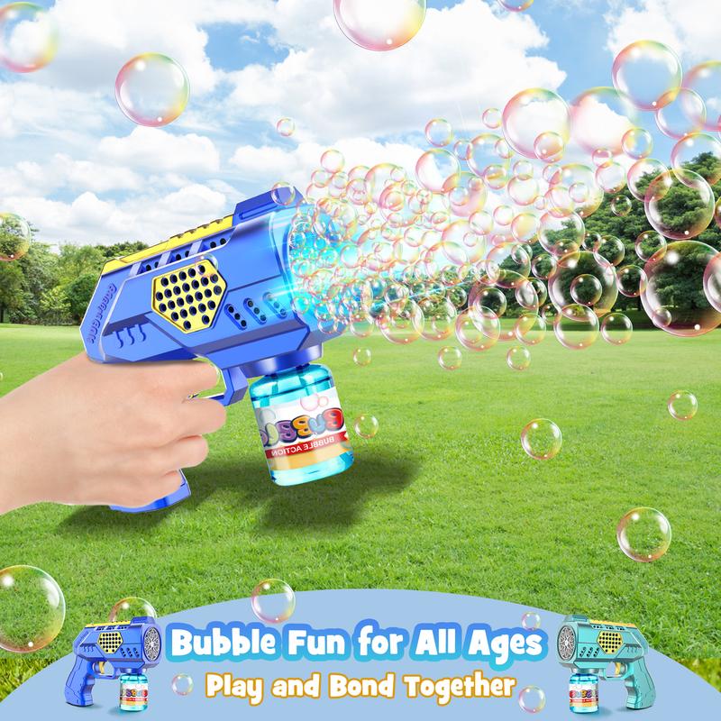 2024 Christmas Gifts Toys for Kids 2P Bubble Guns Backyard Outdoor Toys : 10 Holes Bubble Blaster with Rich Bubbles & LED Light