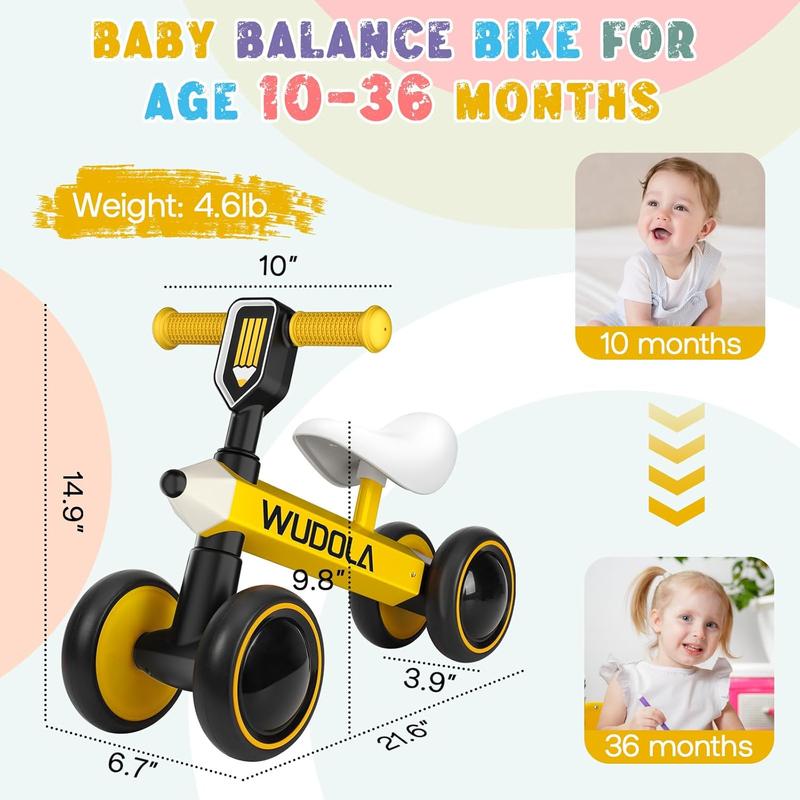 Baby Balance Bike for Ages 10-36 Months, Toddler Balance Bike with No Pedal, Silence Wheels Ride-on Toy Infant Bike for 1 Year Old Boys Girls Birthday Gift