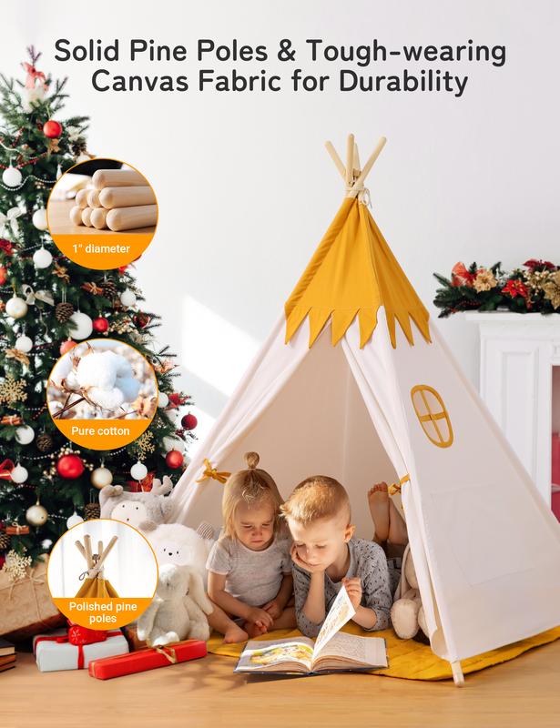 Children's fairy tale castle tent Christmas tent Christmas gift, storage bag with small window, large space, with cushion, LED light game tent