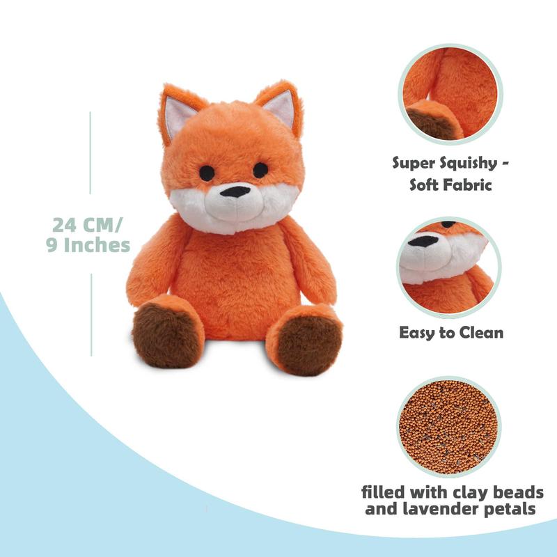 Microwave Heating Pad Animal, 1 Count Cute Fox Shaped Plush Toy, Warmable Heating Pad, Warm and Hot for Cramps, Back, and Neck