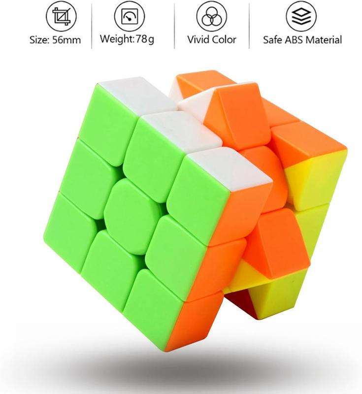 Speed Cube 3x3x3 Stickerless Puzzle with Tutorial, Smooth Turning Magic Cube for Kids & Adults