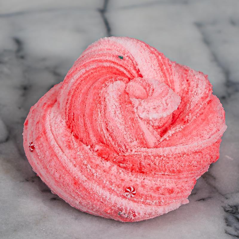 Candy Cane Fluff Slime - Cloud Slime - Sea Dragon Slimes Shop - stress relief, sensory play, slime therapy, Christmas slime, fluffy slime, regulation