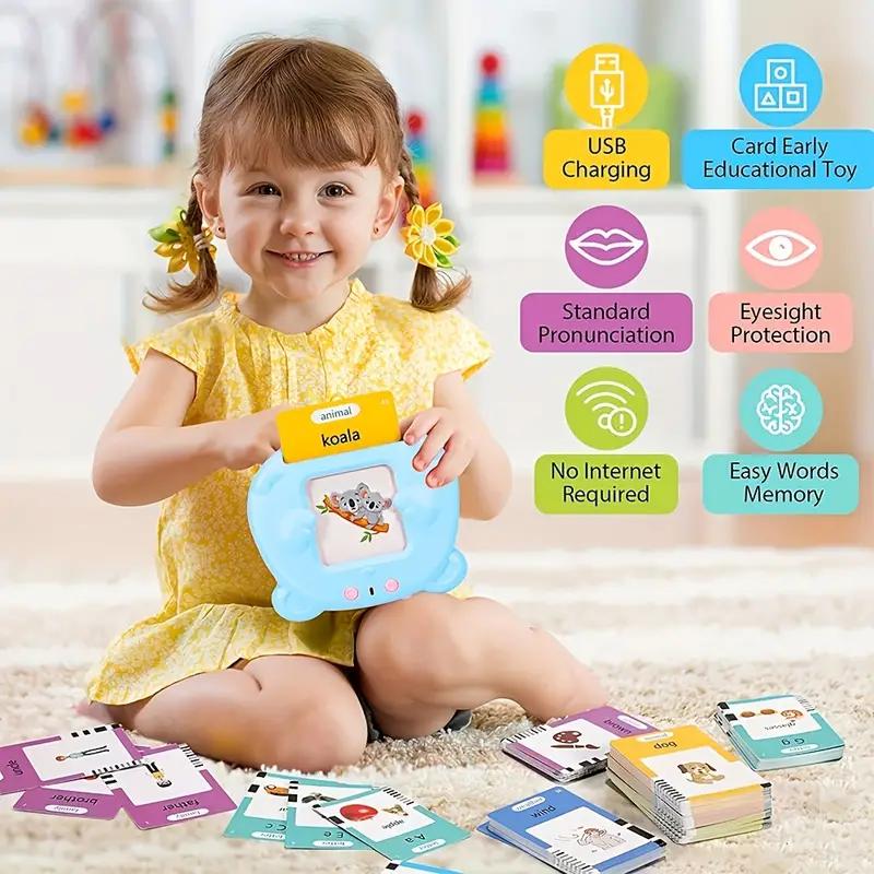 Aiqriwv Talking Flash Cards, Speaking Card Early Education Learning Toy, Children's Education Toy, Language Learning Speaking Toy, Language Therapy Toy, Children's Boy And Girl Christmas Birthday Word Reader Gift