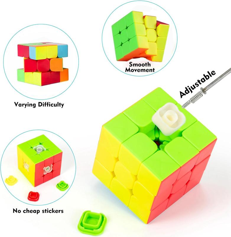 Speed Cube 3x3x3 Stickerless Puzzle with Tutorial, Smooth Turning Magic Cube for Kids & Adults