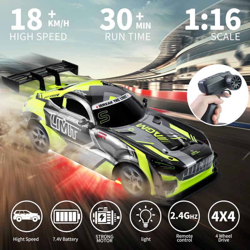 1:16 Drift RC Car - 4WD Remote Control Car with Cool LED Lights and High-Performance Drift Tires