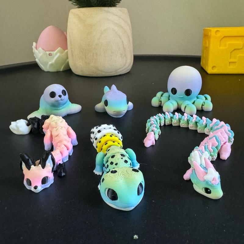 Limited Edition Mini Animals - Unique 3D Printed Articulated Figurines (Small Batch Colors)