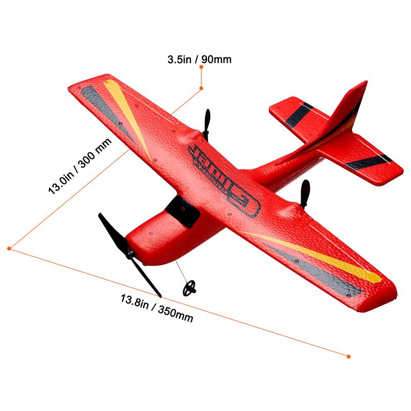 VEVOR RC Plane, 2.4GHZ 2 Channel Remote Control Airplane with 6-Axis Gyro Stabilizer, Ready to Fly Aircraft Plane Toys with 2 Batteries, Easy to Fly RC Glider for Adults Kids Beginners Boys Girls Christmas gift