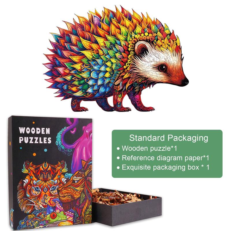 Cute Hedgehog Wooden Jigsaw Puzzle for Kids and Adults