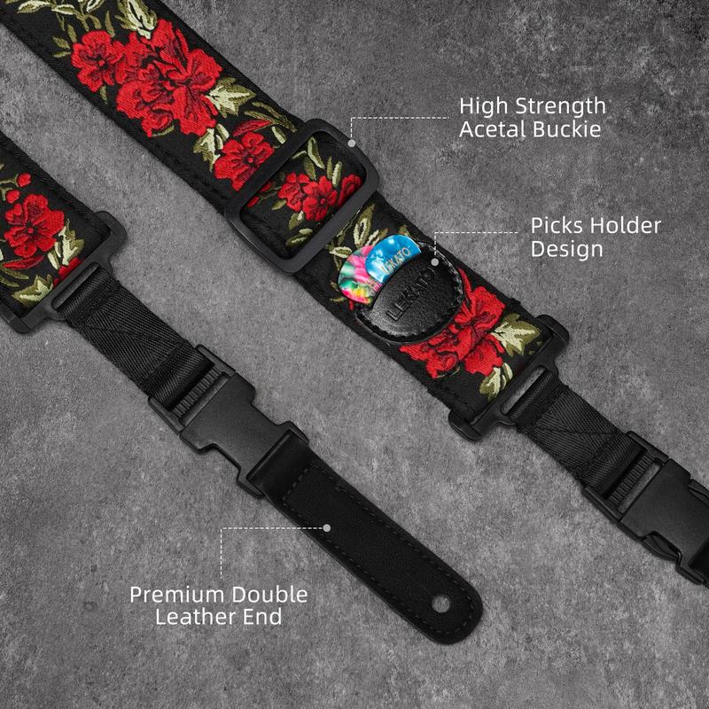 LEKATO LGS-12 Floral Bass Strap, 2