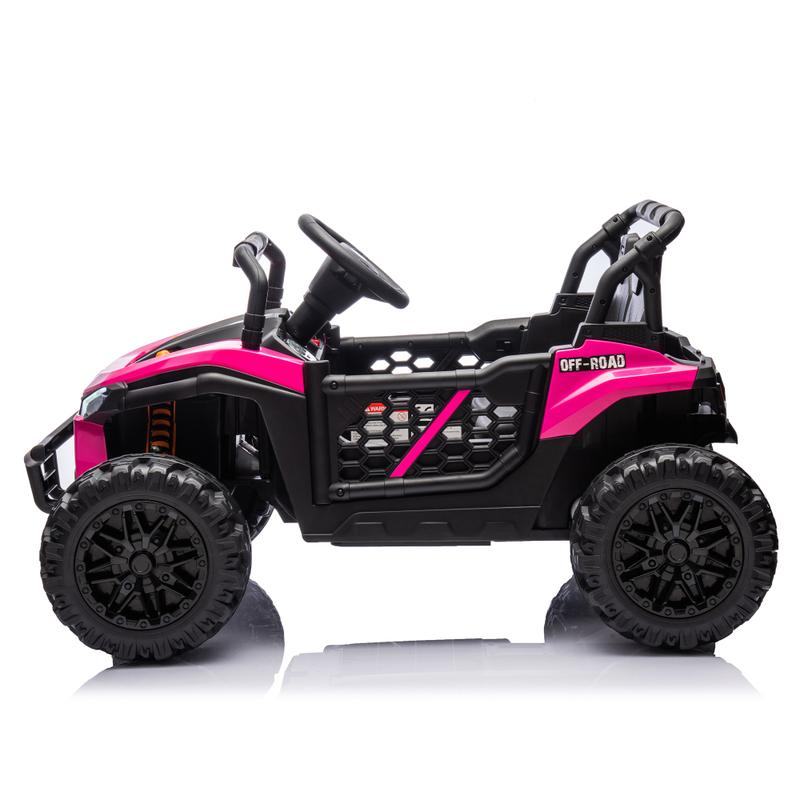 24V Kids Ride On UTV,Electric Toy For Kids w Parents Remote Control,Four Wheel suspension,Low Start,Adjustable speed,Multimedia player,Early Education,Bluetooth,Rear storage space for kids aged 3+.