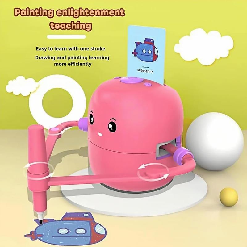 Drawing Robot for Kids, 2025 New Interactive Learning Toys with 100 Drawing Cards, Suitable for Children Aged 4 to 12, Music Voice Interaction Function, USB Rechargeable, Drawing Robot