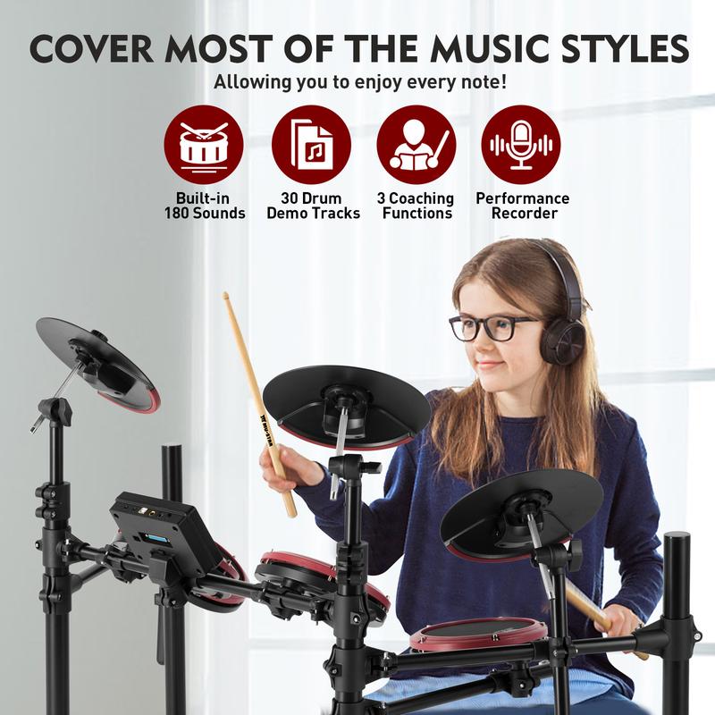 MUSTAR Electronic Drum Set, Electric Drum Sets for Beginners with 8