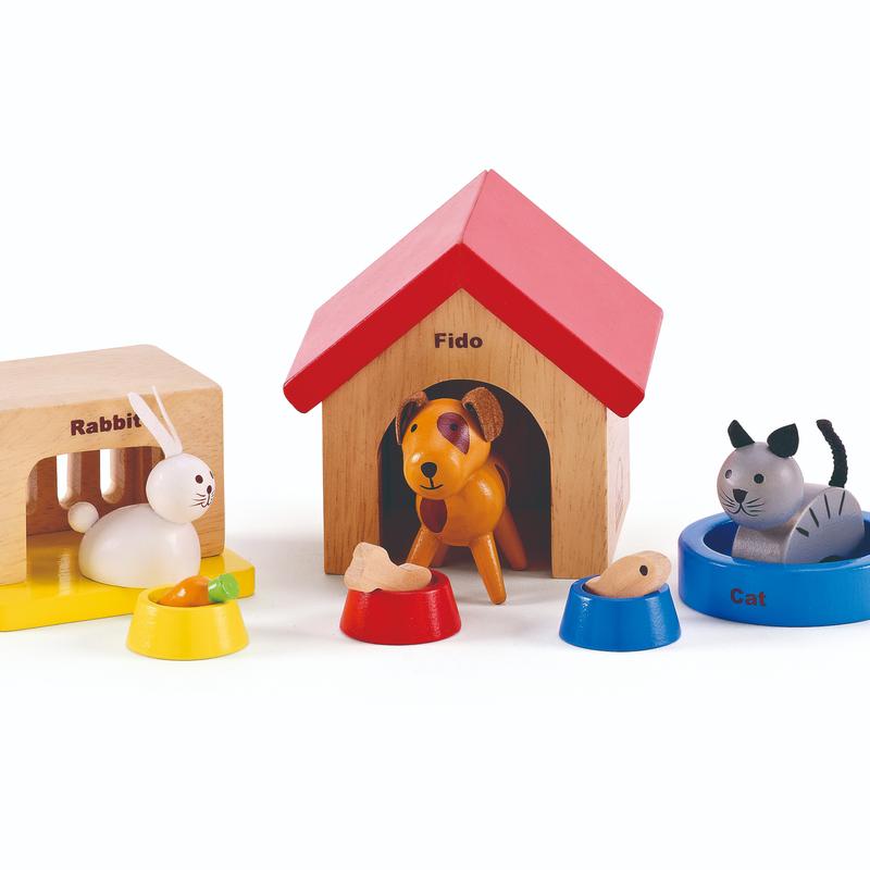 Hape Family Pets Wooden Dollhouse Animal Set