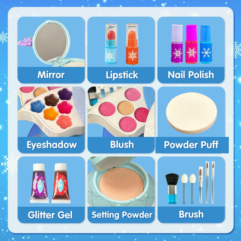 Christmas Fantasy Tree-Shaped Makeup Toy Set Gem Stickers Powder Puff Brush Toy Cosmetics Set Boys and Girls Aged 3+