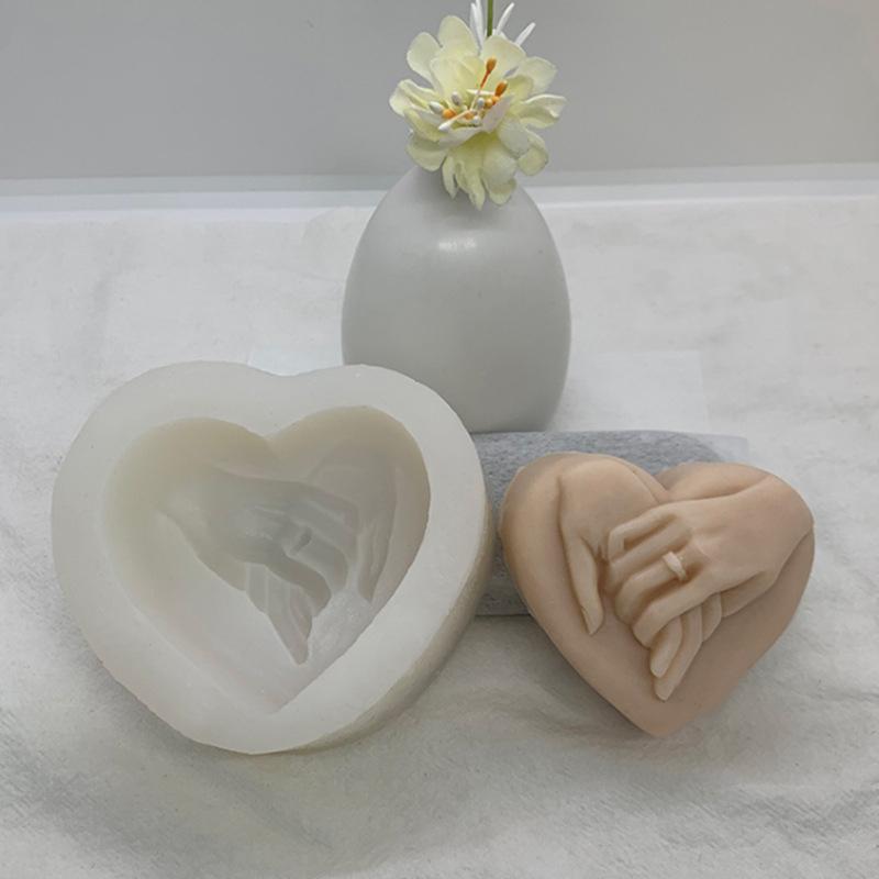 Heart & Hand Design Silicone Mold, Heart Shaped Silicone Mold, DIY Candle Soap Making Mold, Handmade Craft Mold