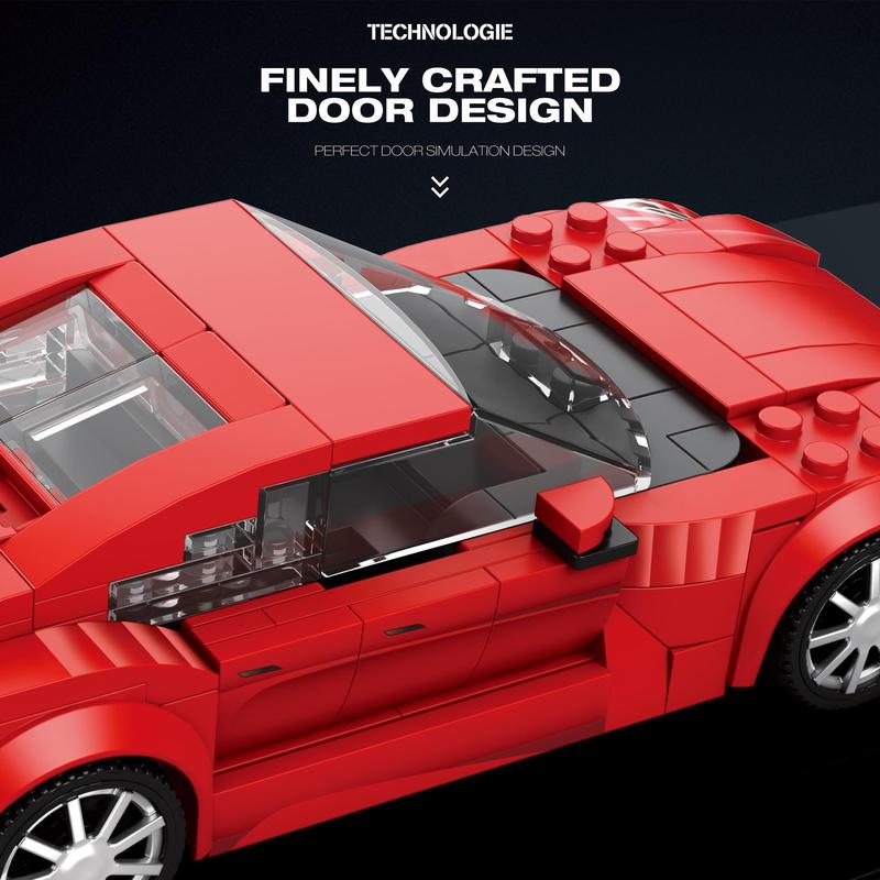 Red Building Blocks Car, 305pcs box Building Blocks Sports Car Model, DIY Assembly Toy for Teenager, Home Decoration Series Building Blocks Toy