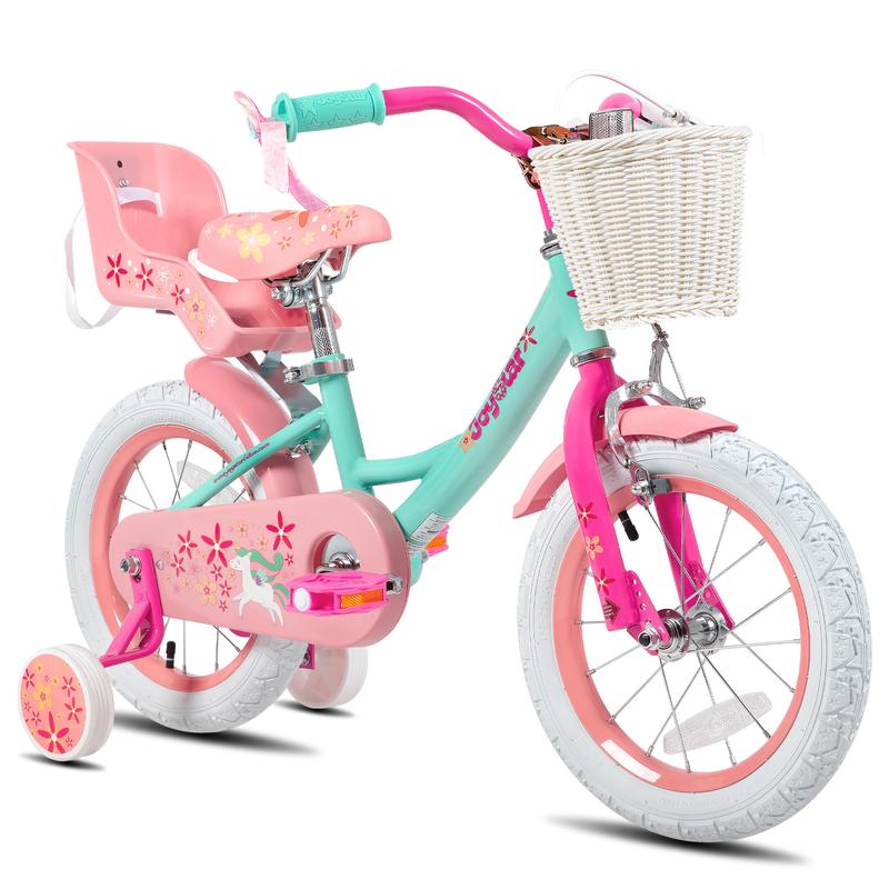 JOYSTAR christmas 2024 ornament Girls Bike for 2-9 Years Old Kids 12-18 Inch with Training Wheels Basket and Doll Seat kickstand