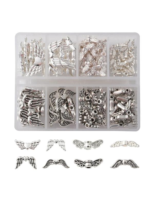 120pcs box Vintage Angel Wing & Heart Design Charm, DIY Jewelry Accessories For Bracelet Necklace, Bracelet Making Tool