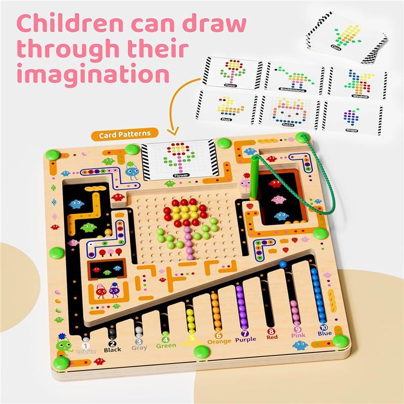 Magnetic Color and Number Maze, Montessori Wooden Color Matching Learning Counting Puzzle Board,Toddler Fine Motor Skills Toys for Boys Girls 3 4 5 Years Old,Preschool Learning Toys