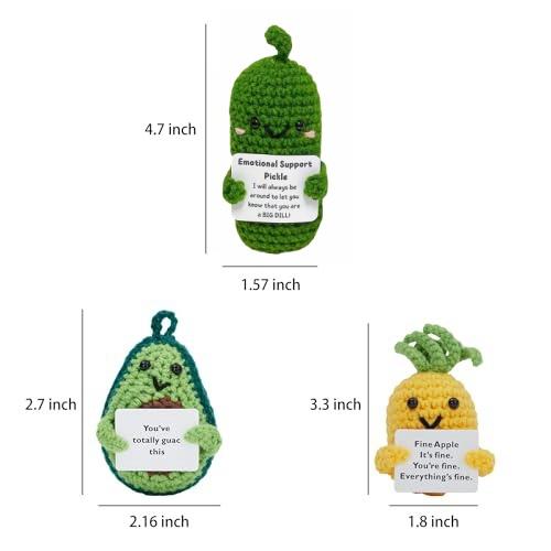 3 Pcs Funny Cute Positive Pickle Avocado Pineapple with Crochet Kit for Beginners Adults and Kids