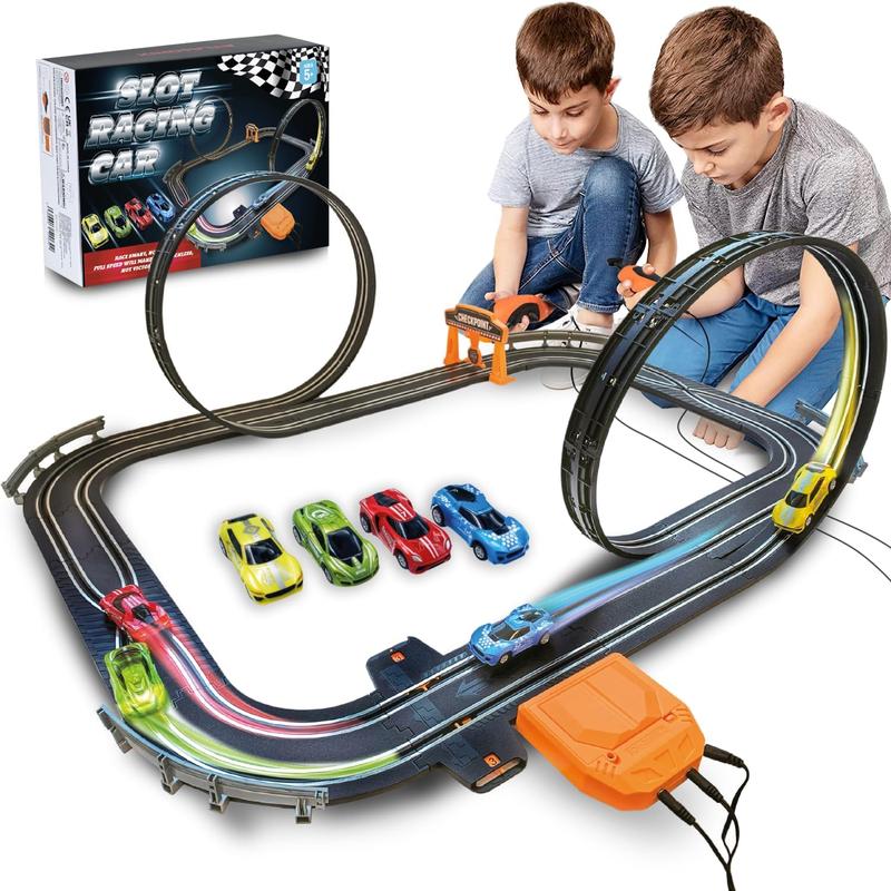 Slot Car Race Tracks Sets - Electric Racing Car Track with Slot Cars & Accessories - Dual Lane Race Track for Boys & Girls Age 5 for Kids 4-8 Easy Setup & Fast Four Cars