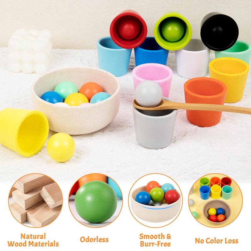 Random Color Wooden Color Matching Toy with Storage Bag, 15pcs 5pcs Montessori Sorting Game Toys, Color Matching and Quantity Calculation Game, Christmas Gift