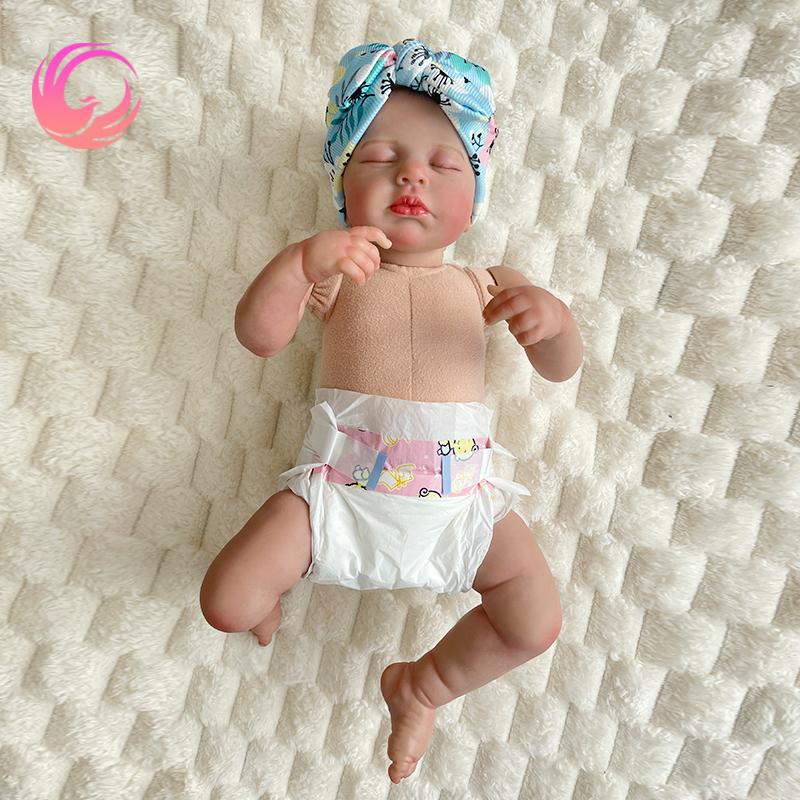 Reborn Baby Dolls-18 inch Sleeping Realistic Newborn Baby Dolls, Soft Cloth Body with Feeding Toy for Kids Age 3+