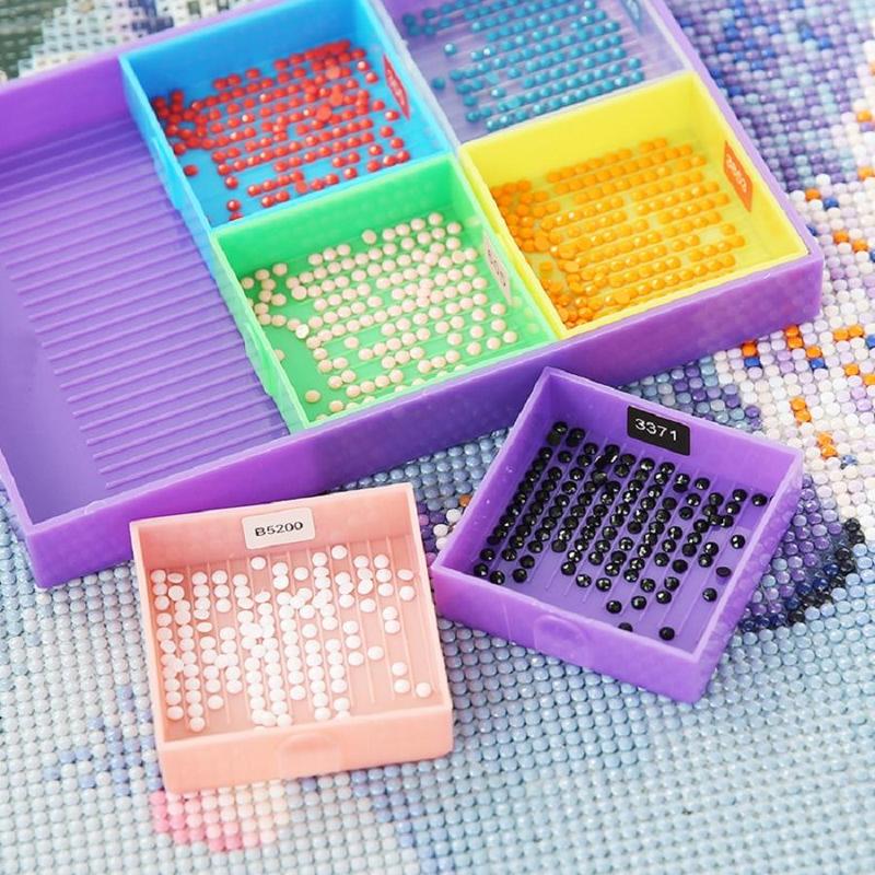 6 Grids Diamond Art Painting Tray Set, 1 Set Multi-functional Funnel Diamond Sorting Tray, Nail Art Beading Cross Stitch, Diamond Art Painting Accessory Tool